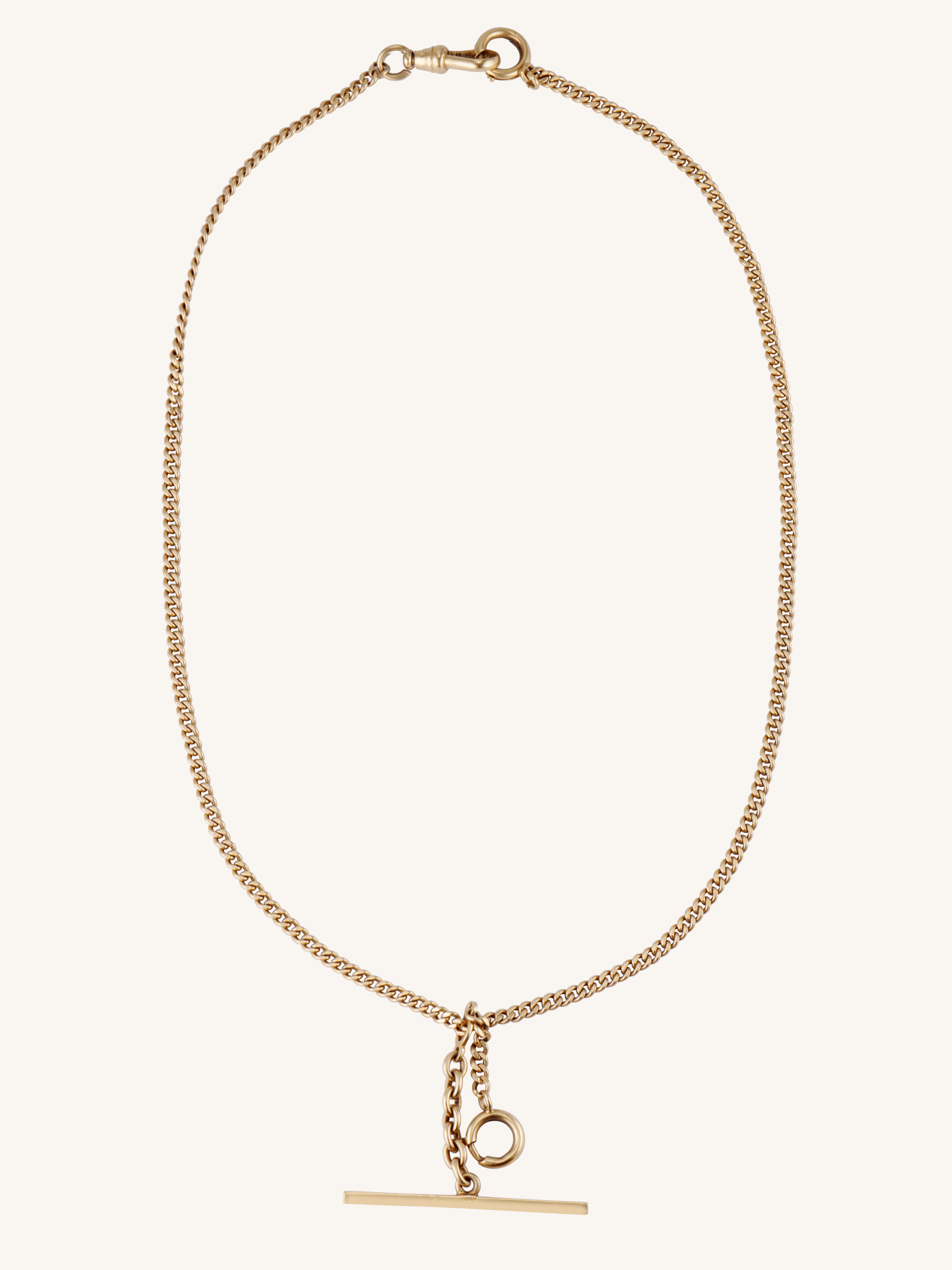 Victorian Antique Gold Albert Watch Chain Necklace with T-Bar and