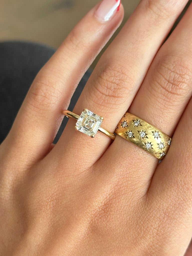 Classic Asscher Cut Diamond Four Prong Solitaire 2.01