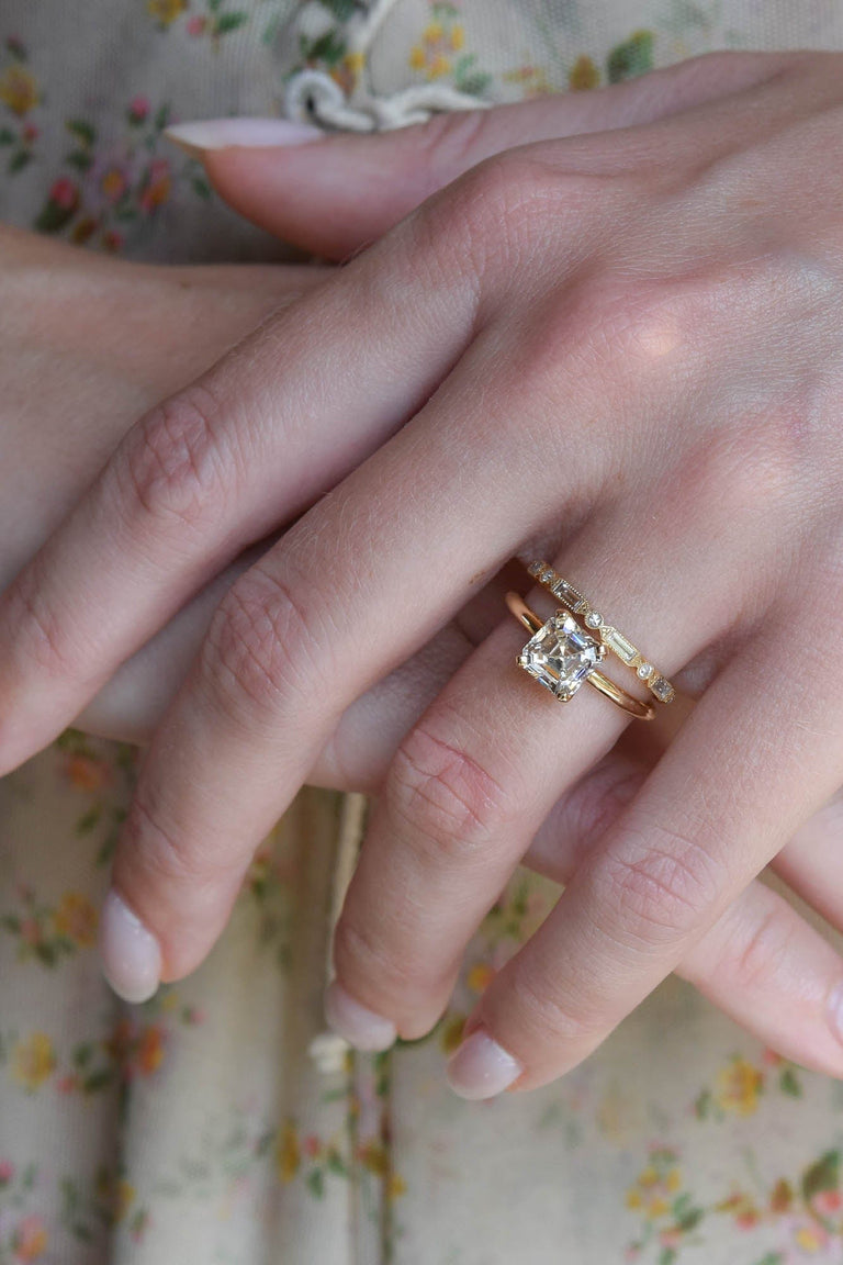 Classic Asscher Cut Diamond Four Prong Solitaire 2.01