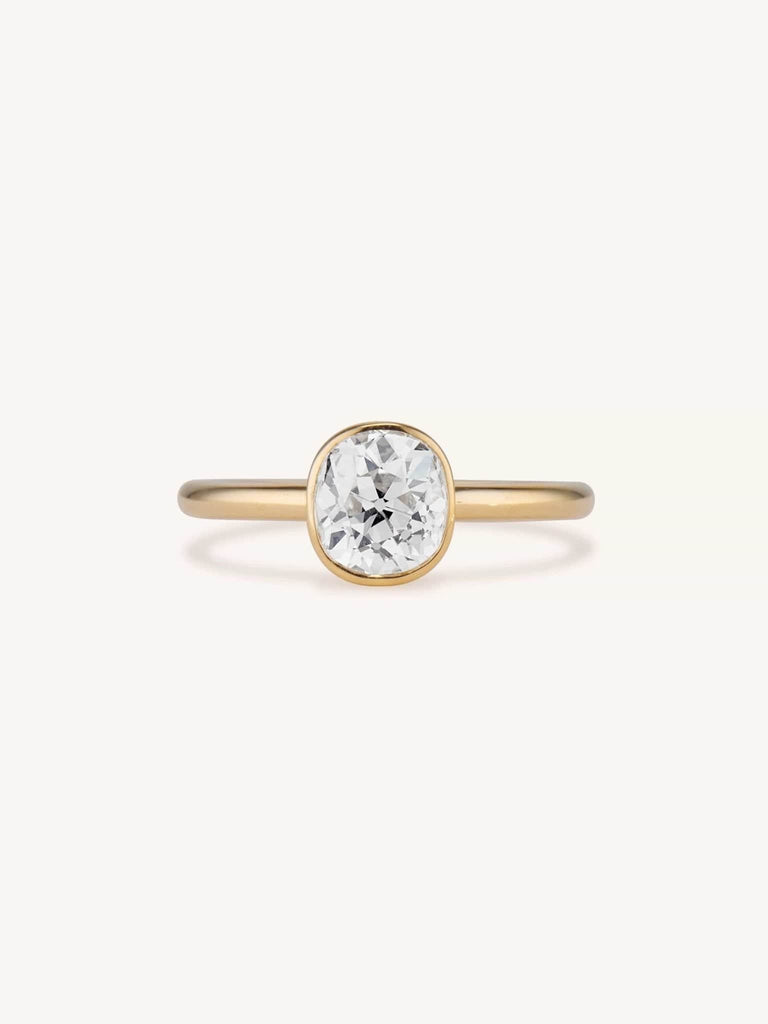 Classic Old Mine Cushion Cut Diamond Bezel Solitaire 1.41