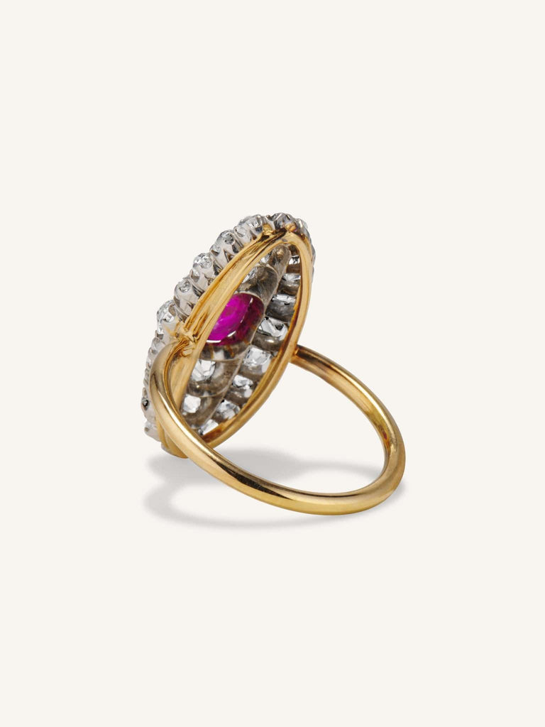 Edwardian Ruby & Diamond Navette Ring