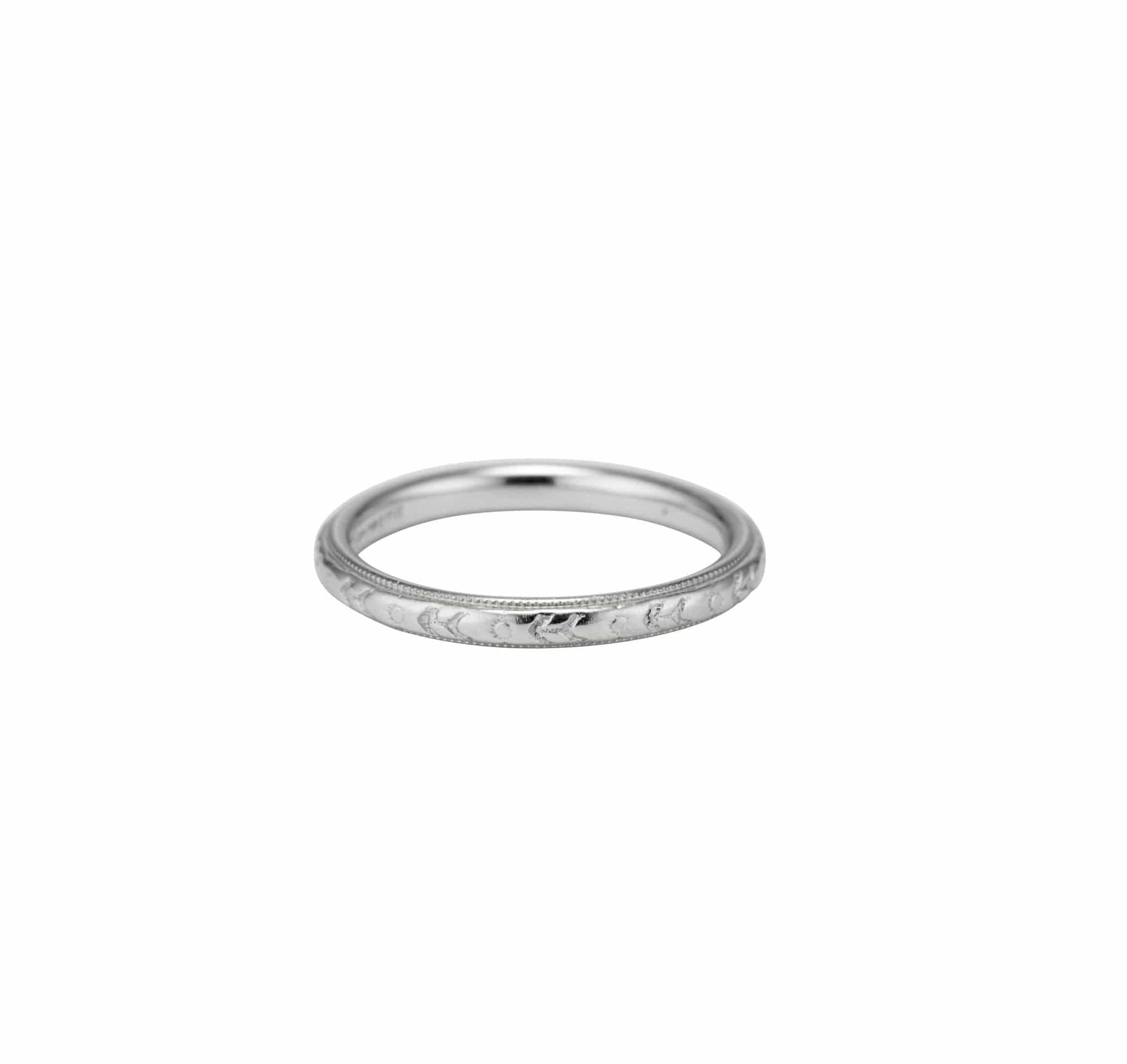 Lohengrin Mid-Century Blossom White Gold Wedding Band, America 