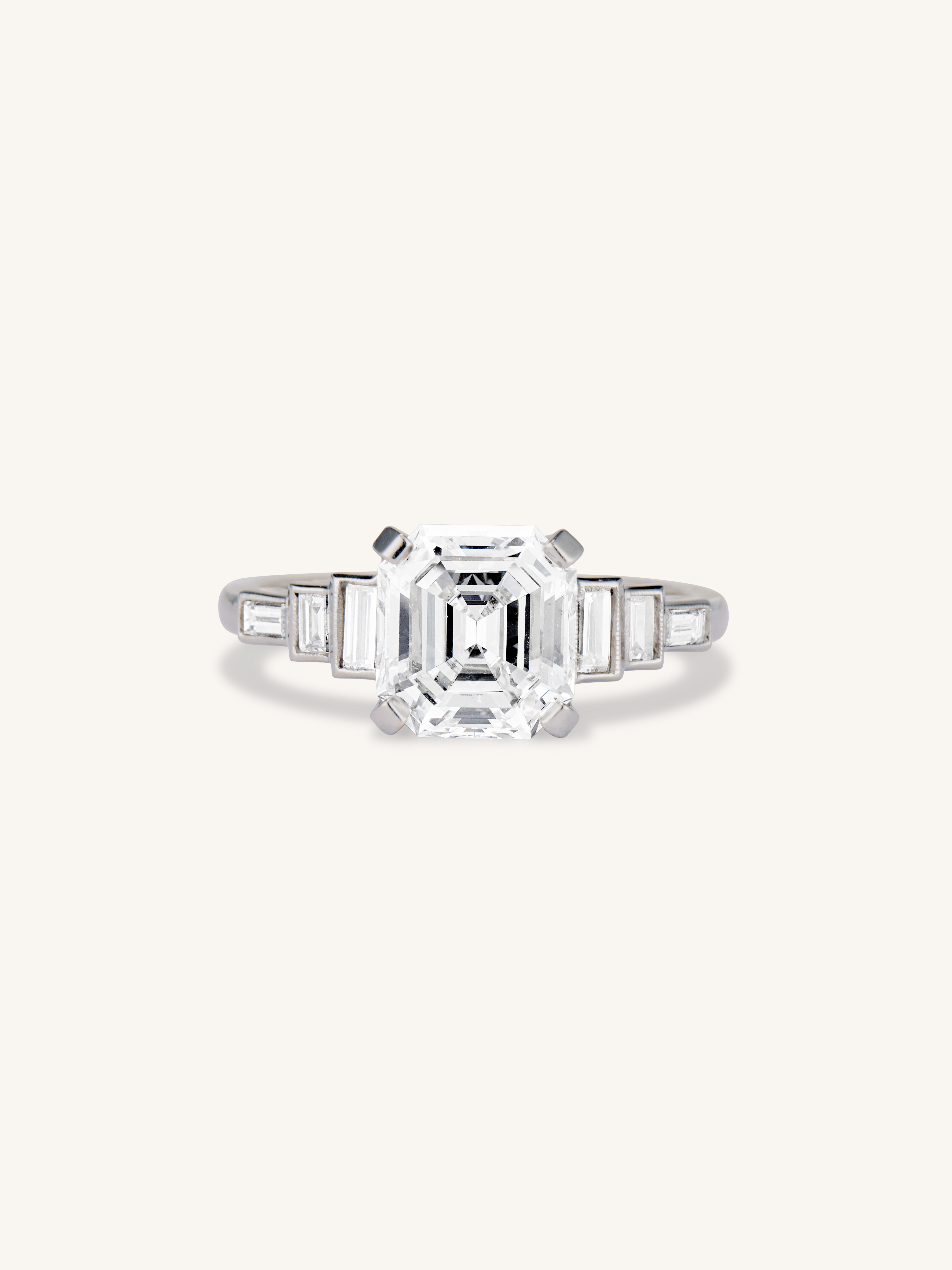 Square Emerald Cut Diamond Vintage Engagement Ring