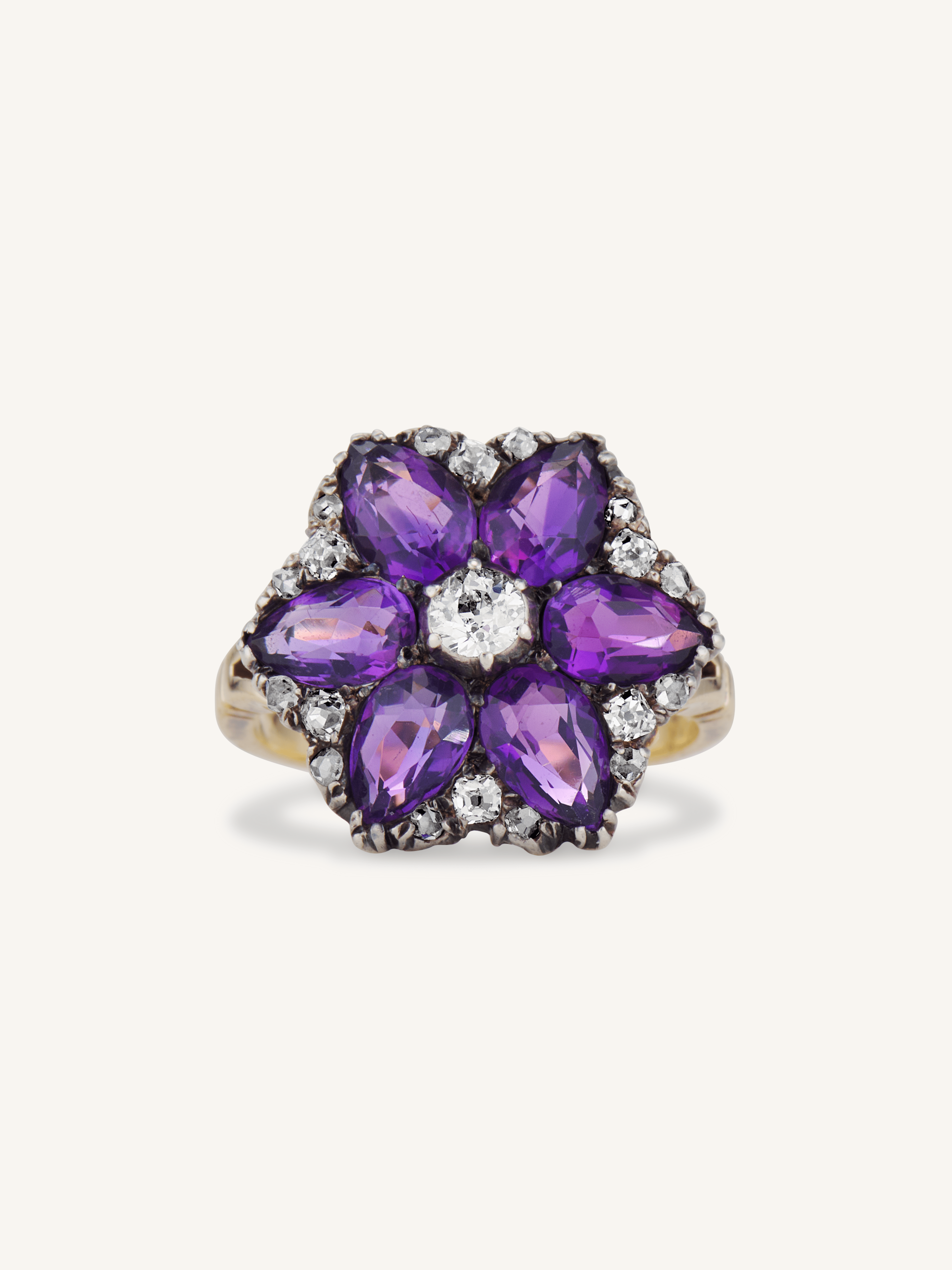 Victorian Amethyst Diamond Flower Cluster Ring – Erstwhile