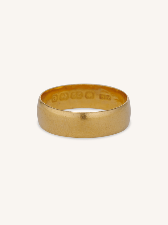 Victorian Classic Wide 22k Antique Wedding Band, English - Size 7