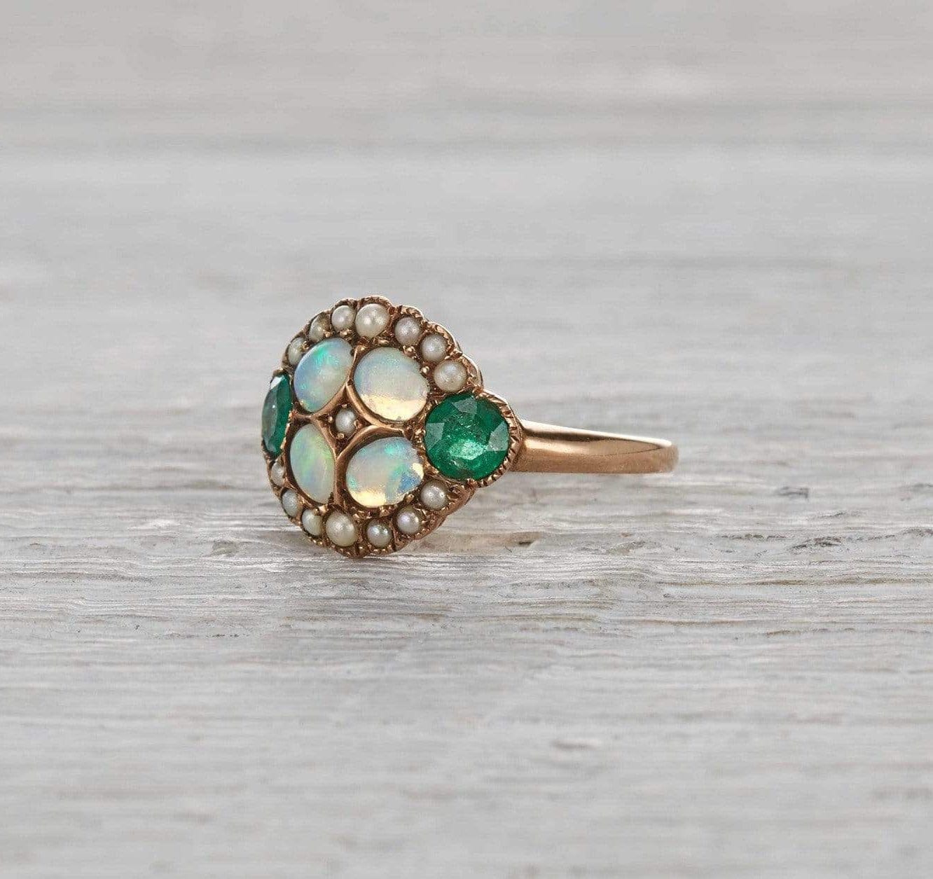 Victorian Opal, Seed Pearl and Emerald Ring – Erstwhile