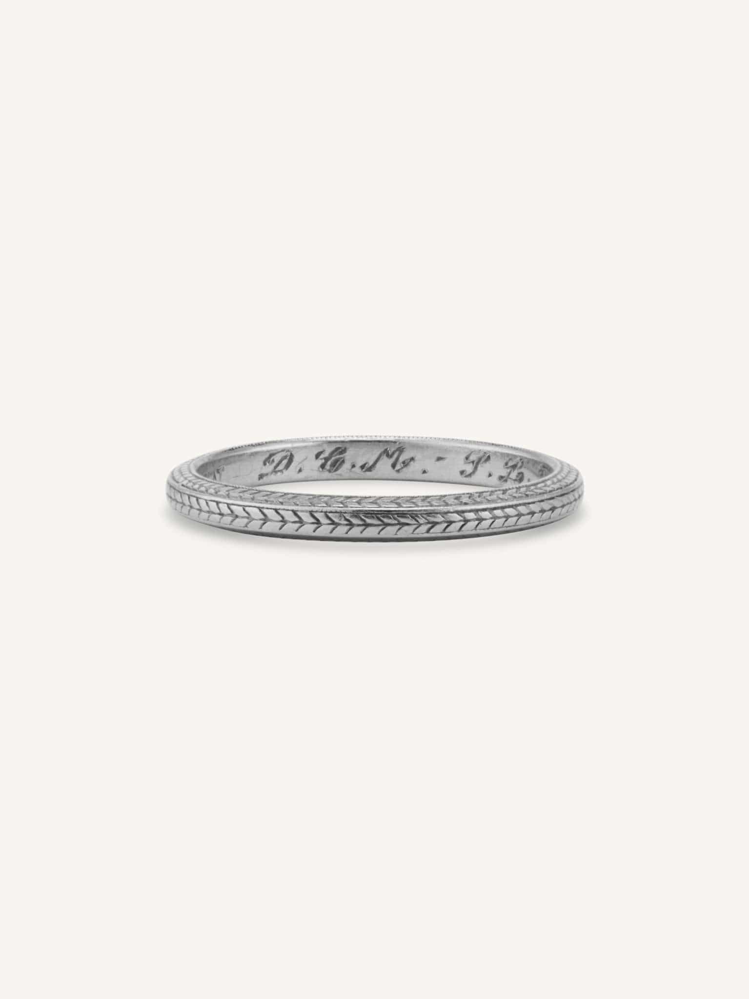 Etched platinum sales wedding bands