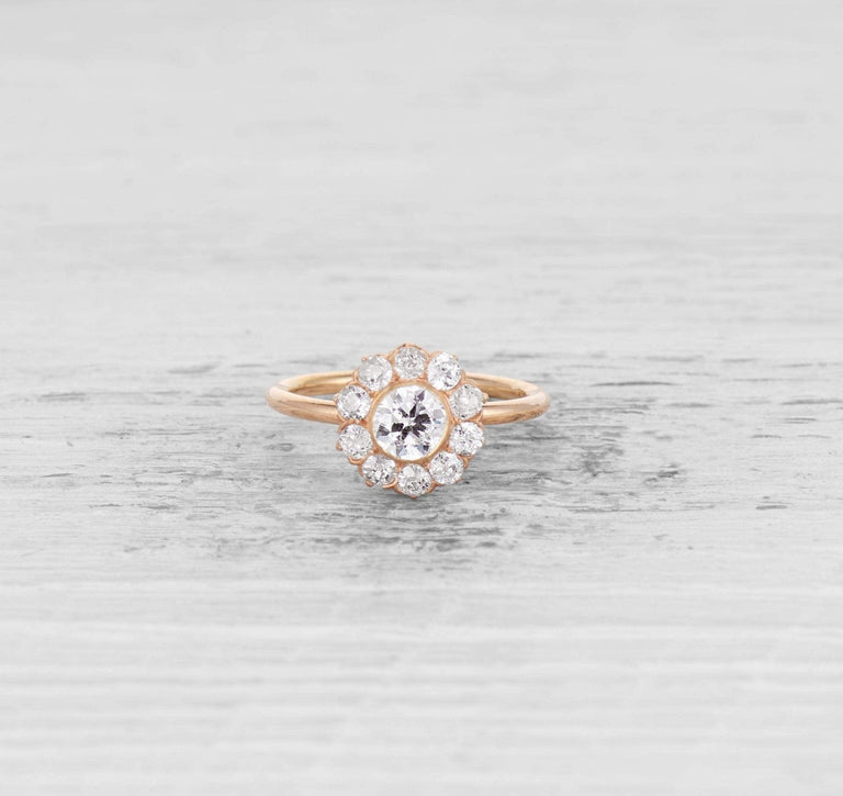 0.48 CARAT DIAMOND VICTORIAN CLUSTER ENGAGEMENT RING