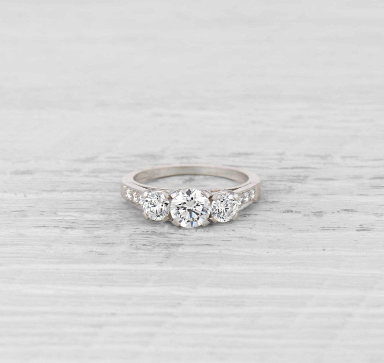 0.68 Carat Retro Tiffany & Co. Three Stone Diamond Engagement Ring