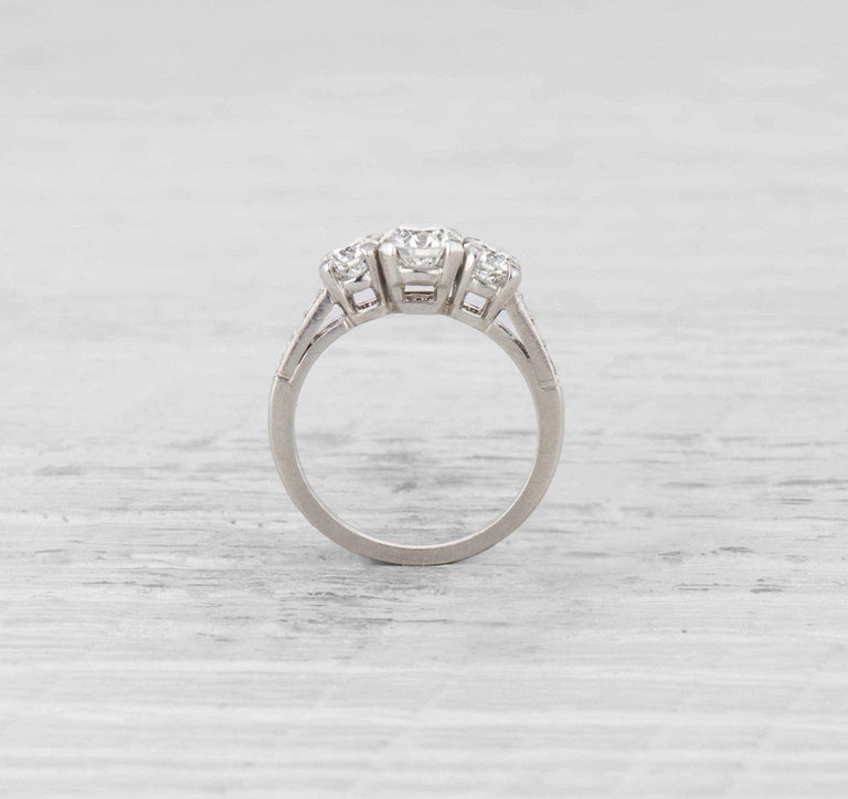 0.68 Carat Retro Tiffany & Co. Three Stone Diamond Engagement Ring