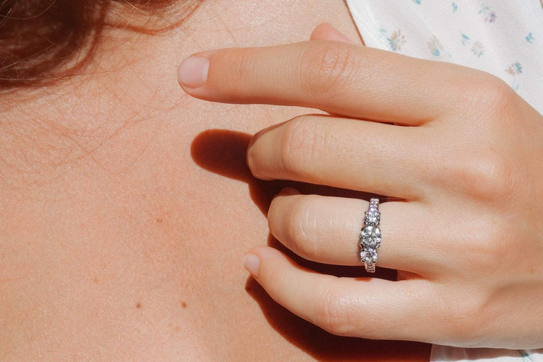 0.68 Carat Retro Tiffany & Co. Three Stone Diamond Engagement Ring