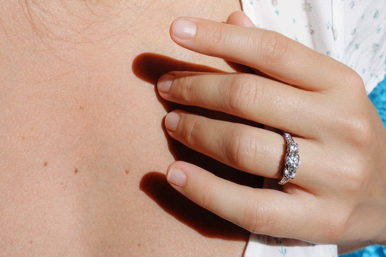 0.68 Carat Retro Tiffany & Co. Three Stone Diamond Engagement Ring