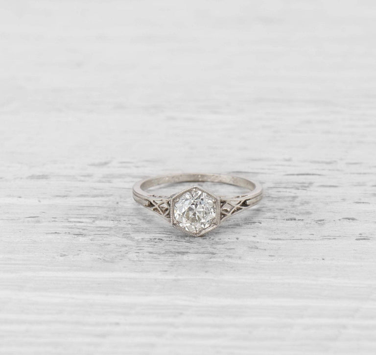 1.02 ART DECO DIAMOND ENGAGEMENT RING