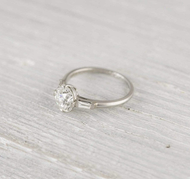 1.02 Carat Old European Cut Art Deco Diamond Engagement Ring