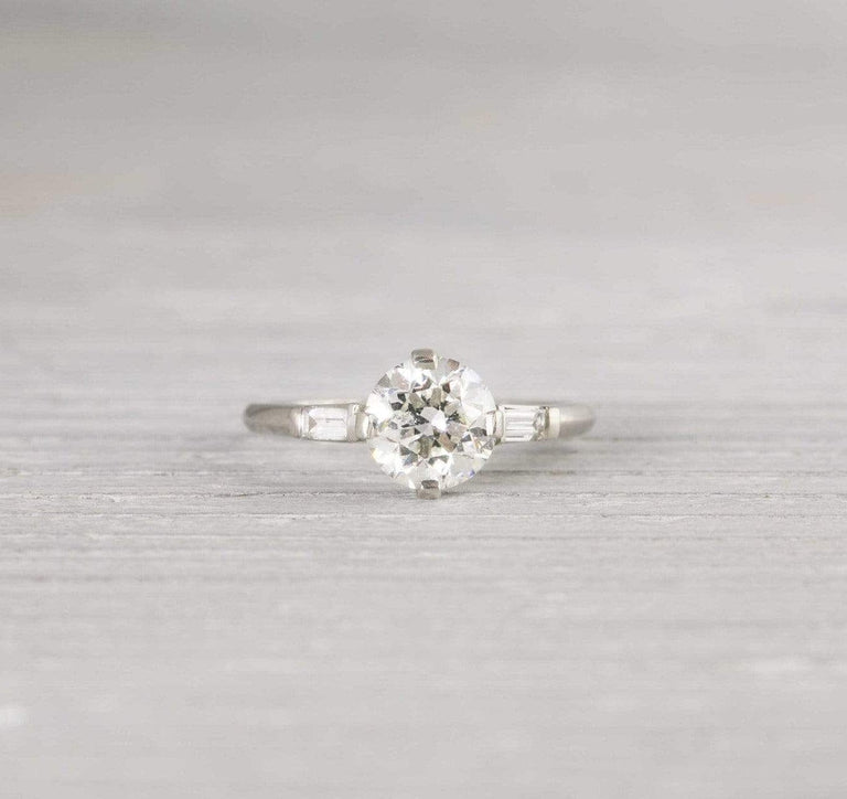 1.02 Carat Old European Cut Art Deco Diamond Engagement Ring