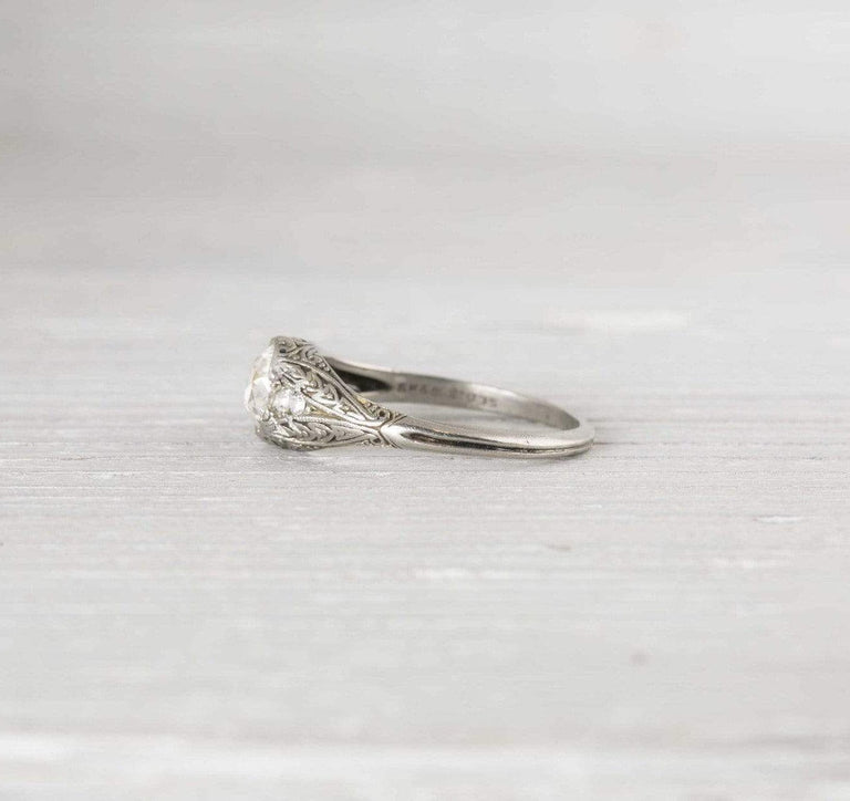 1.02 Carat Vintage Cushion Cut Diamond Engagement Ring