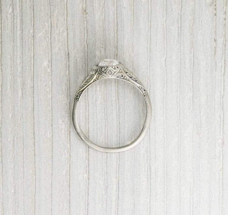 1.02 Carat Vintage Cushion Cut Diamond Engagement Ring