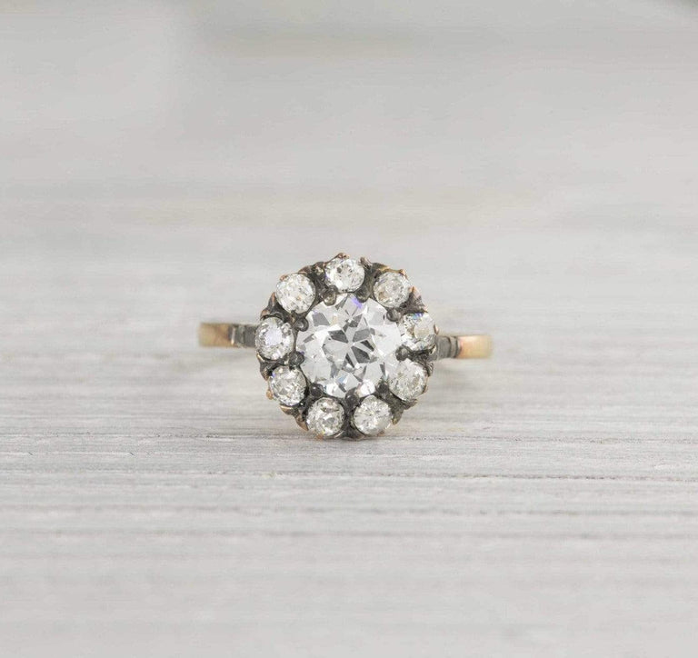 1.03 Carat Antique Victorian Flower Cluster Engagement Ring