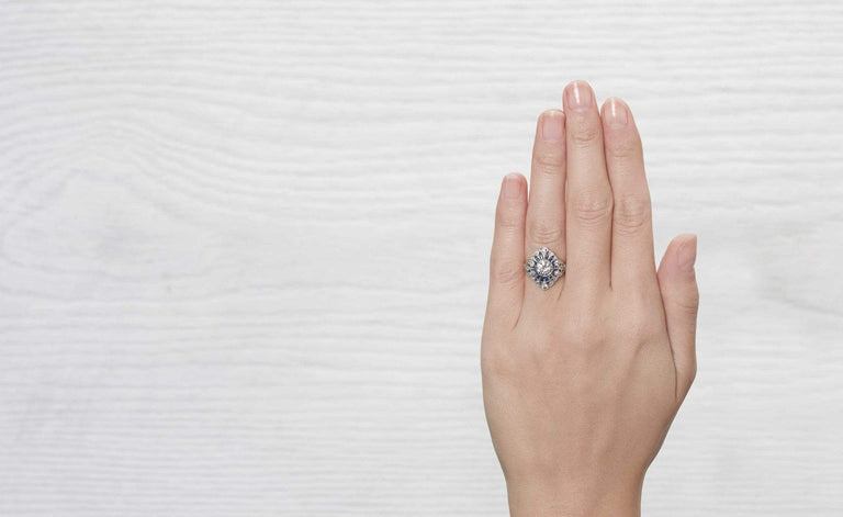 1.04 Carat Diamond and Sapphire Edwardian Engagement Ring