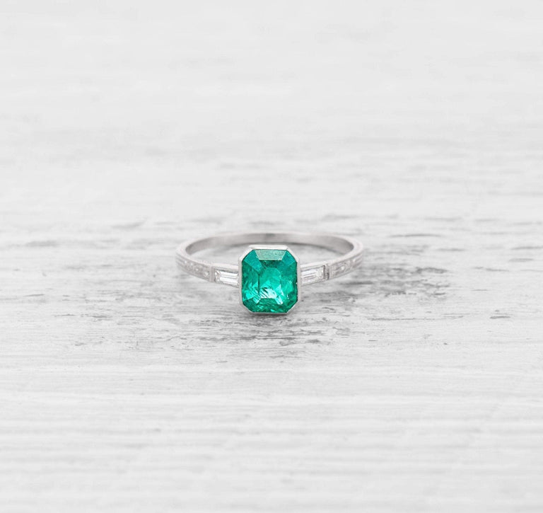 1.05 CARAT ART DECO EMERALD ENGAGEMENT RING