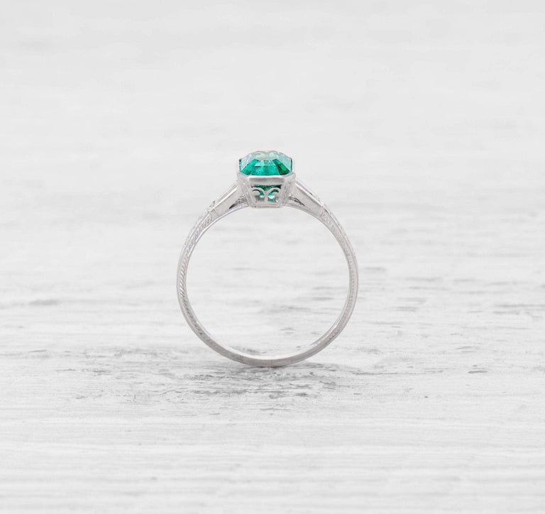 1.05 CARAT ART DECO EMERALD ENGAGEMENT RING