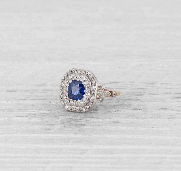 1.06 Carat Edwardian Sapphire & Diamond Ring
