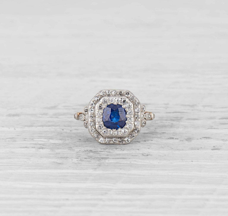 1.06 Carat Edwardian Sapphire & Diamond Ring