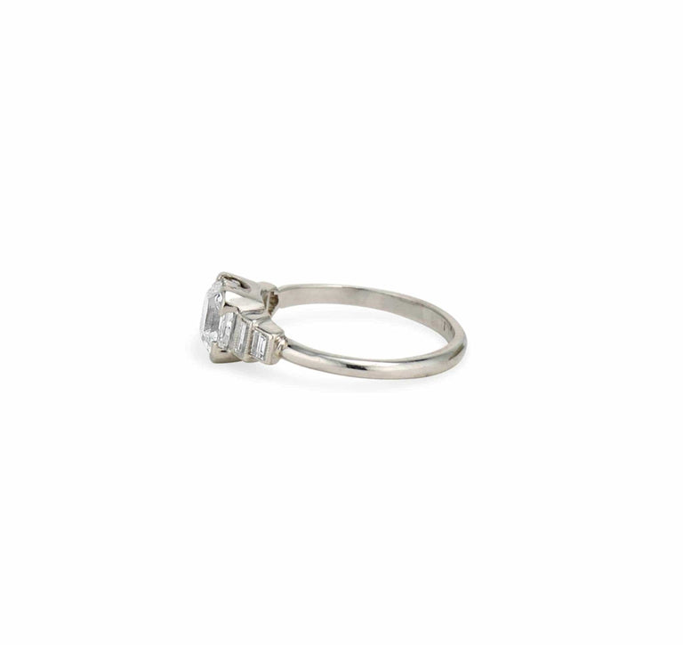 1.08 Carat Art Deco Asscher Cut Diamond Engagement Ring