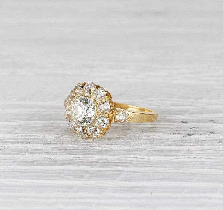 1.08 Carat Victorian Cluster Diamond Engagement Ring