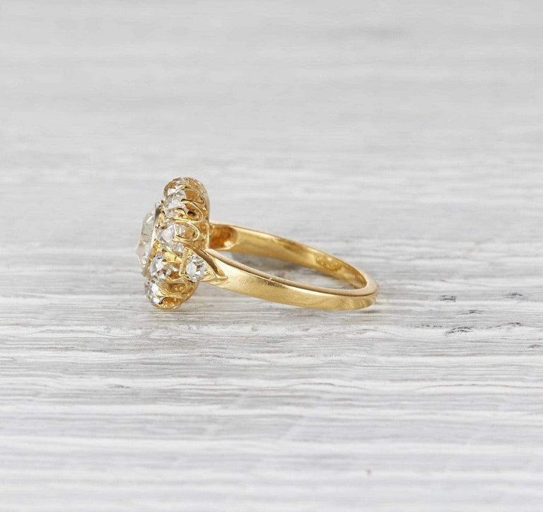 1.08 Carat Victorian Cluster Diamond Engagement Ring