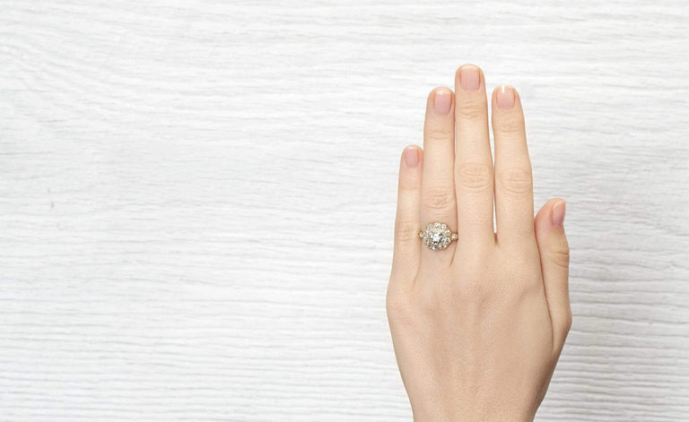 1.08 Carat Victorian Cluster Diamond Engagement Ring
