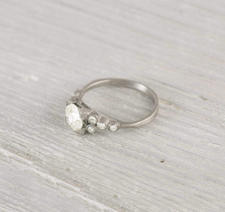 1.08 Carat Vintage Nine Diamond Engagement Ring