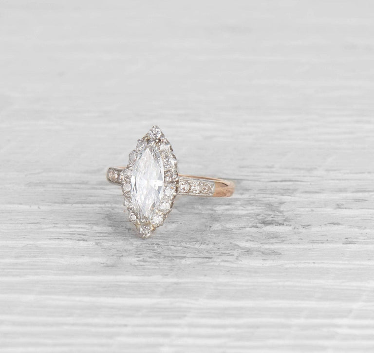 1.09 CARAT EDWARDIAN MARQUISE-CUT DIAMOND ENGAGEMENT RING