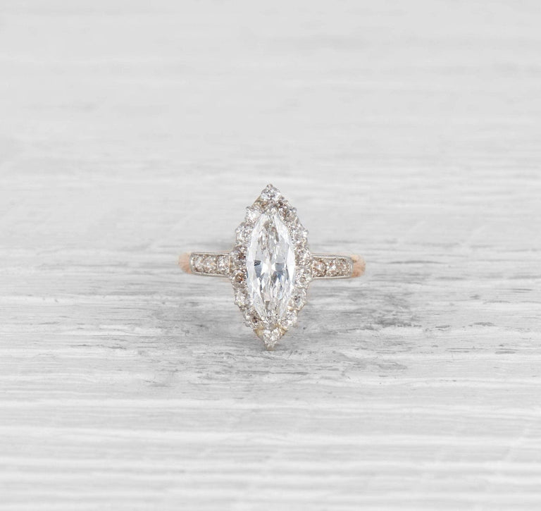 1.09 CARAT EDWARDIAN MARQUISE-CUT DIAMOND ENGAGEMENT RING
