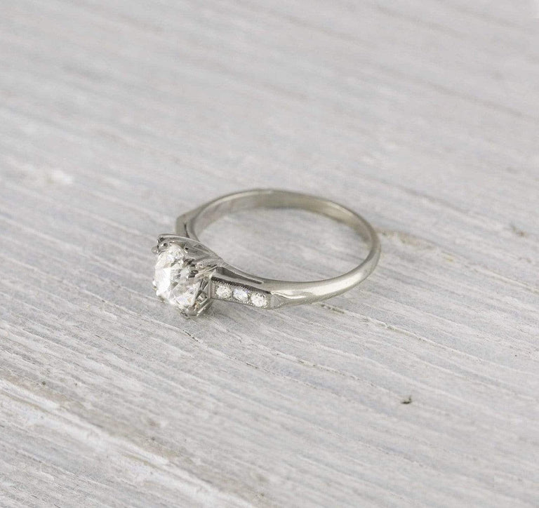 1.09 Carat Old European Cut Diamond Vintage Solitaire Engagement Ring