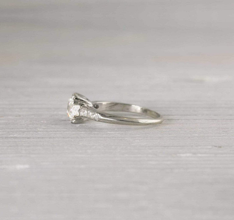 1.09 Carat Old European Cut Diamond Vintage Solitaire Engagement Ring