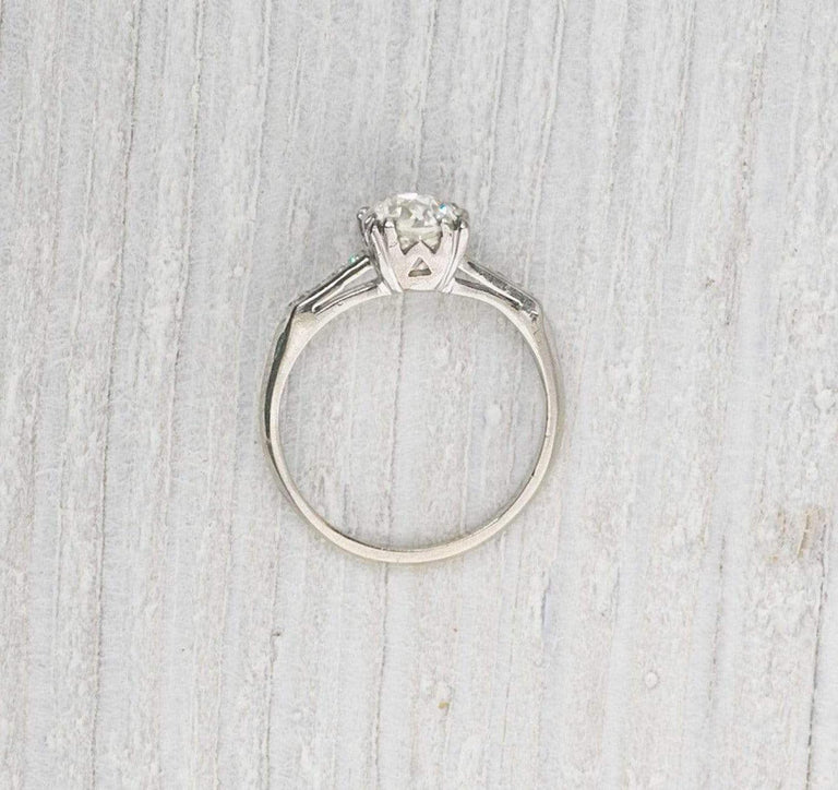 1.09 Carat Old European Cut Diamond Vintage Solitaire Engagement Ring