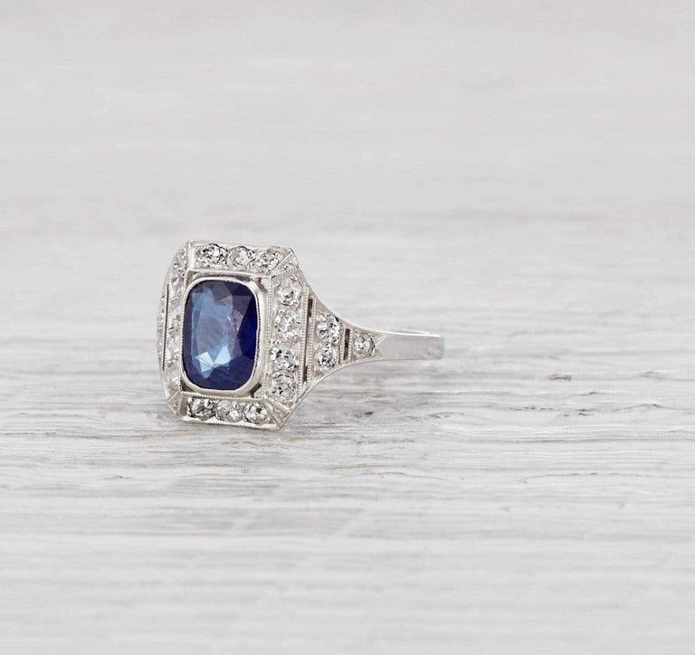 1.10 Carat Art Deco Sapphire Ring