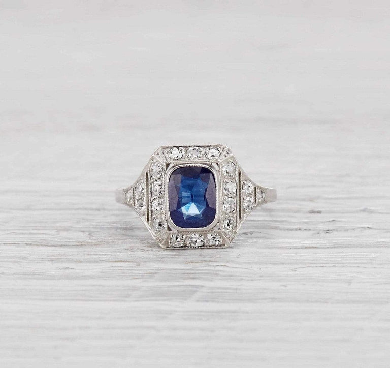 1.10 Carat Art Deco Sapphire Ring