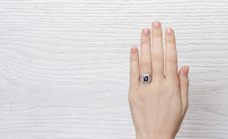 1.10 Carat Art Deco Sapphire Ring