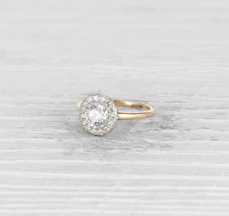 1.10 CARAT EDWARDIAN DIAMOND CLUSTER ENGAGEMENT RING