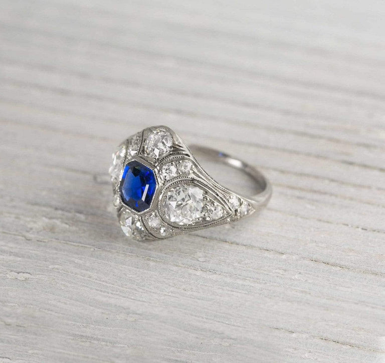 1.10 Carat Sapphire and Diamond Vintage Engagement Ring
