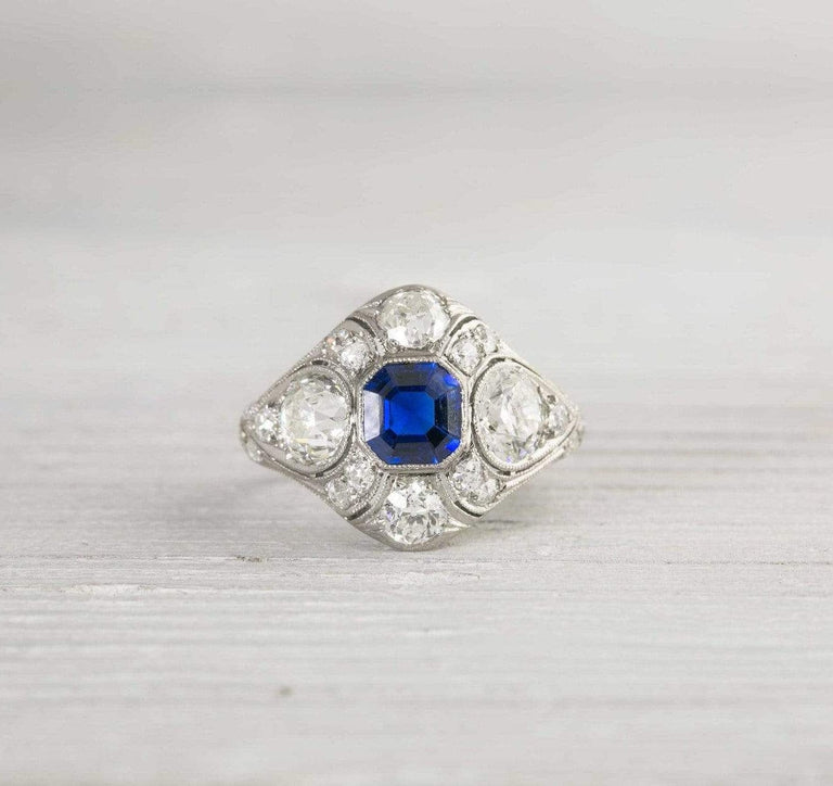 1.10 Carat Sapphire and Diamond Vintage Engagement Ring