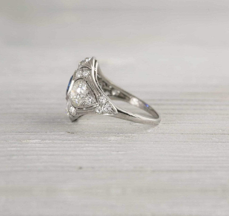 1.10 Carat Sapphire and Diamond Vintage Engagement Ring