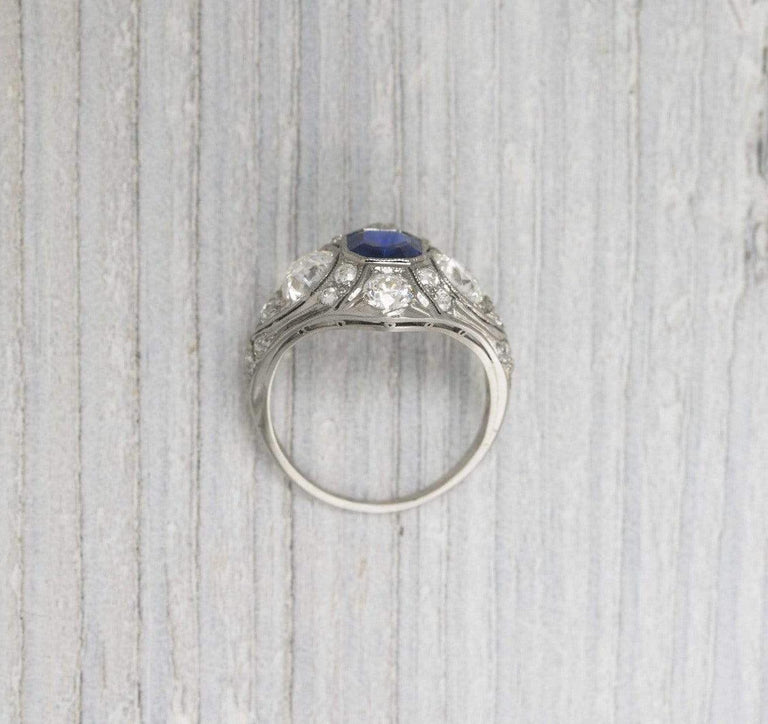 1.10 Carat Sapphire and Diamond Vintage Engagement Ring