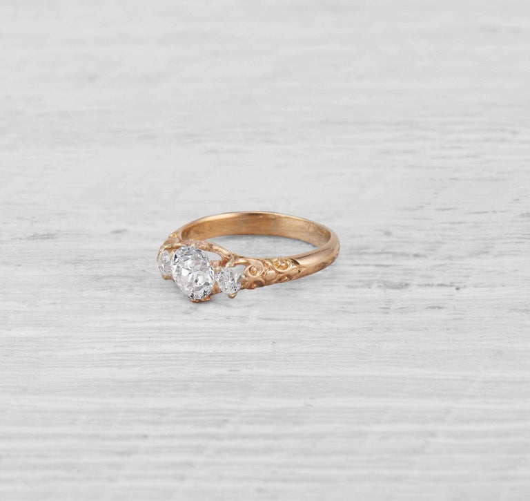 1.10 CARAT VICTORIAN THREE STONE DIAMOND RING