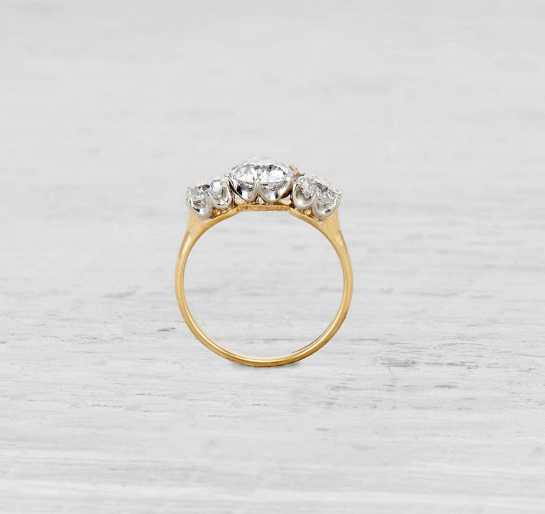 1.11 CARAT DIAMOND VICTORIAN THREE STONE ENGAGEMENT RING