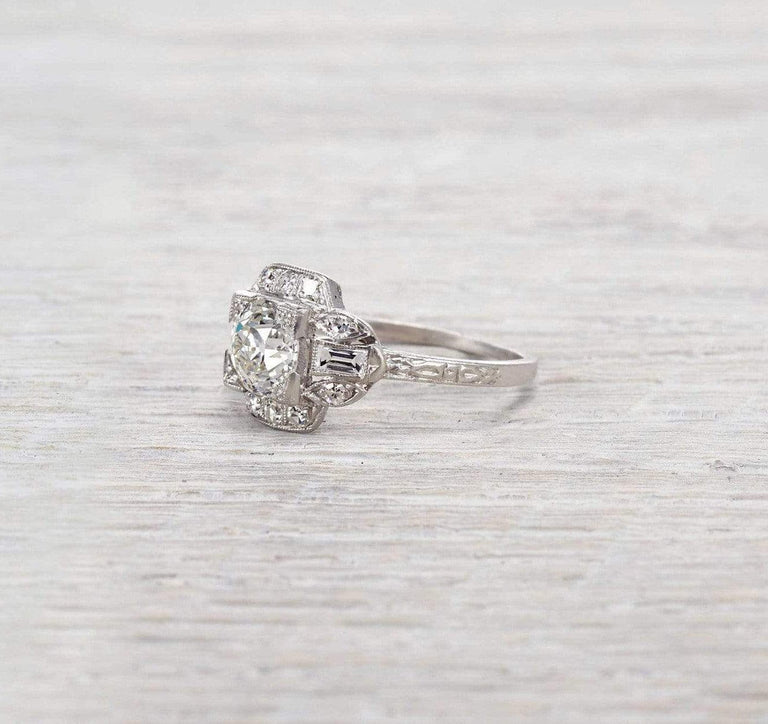 1.12 Carat Diamond Art Deco Engagement Ring