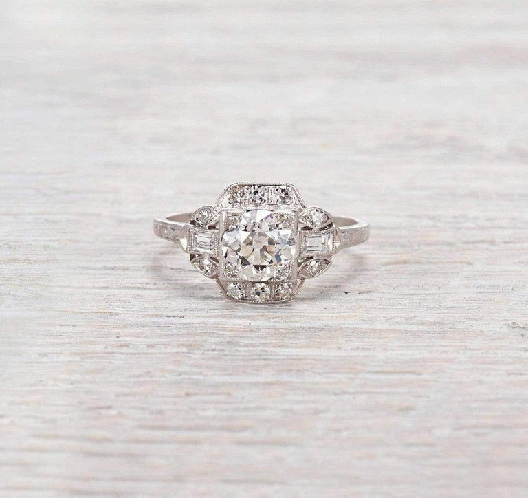 1.12 Carat Diamond Art Deco Engagement Ring