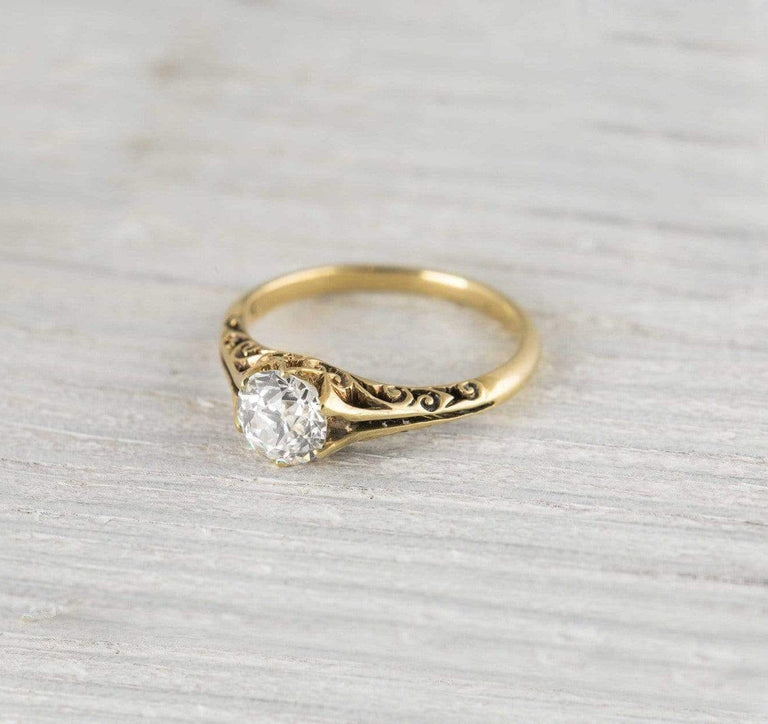 1.14 Carat Victorian Diamond & Gold Solitaire Engagement Ring